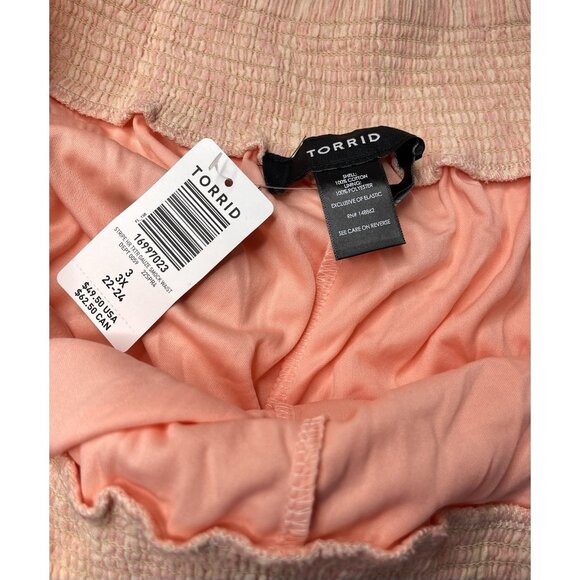 TORRID Women's Pink Coral Cream Stripe Gauze Shorts NWT US 22-24 - Picture 2 of 3
